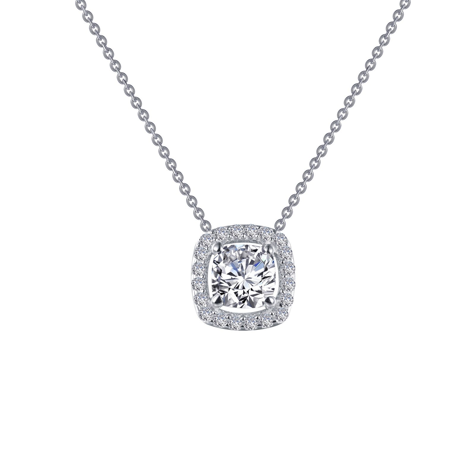 LAFONN Cushion-Cut Halo Necklace N0100CLP18