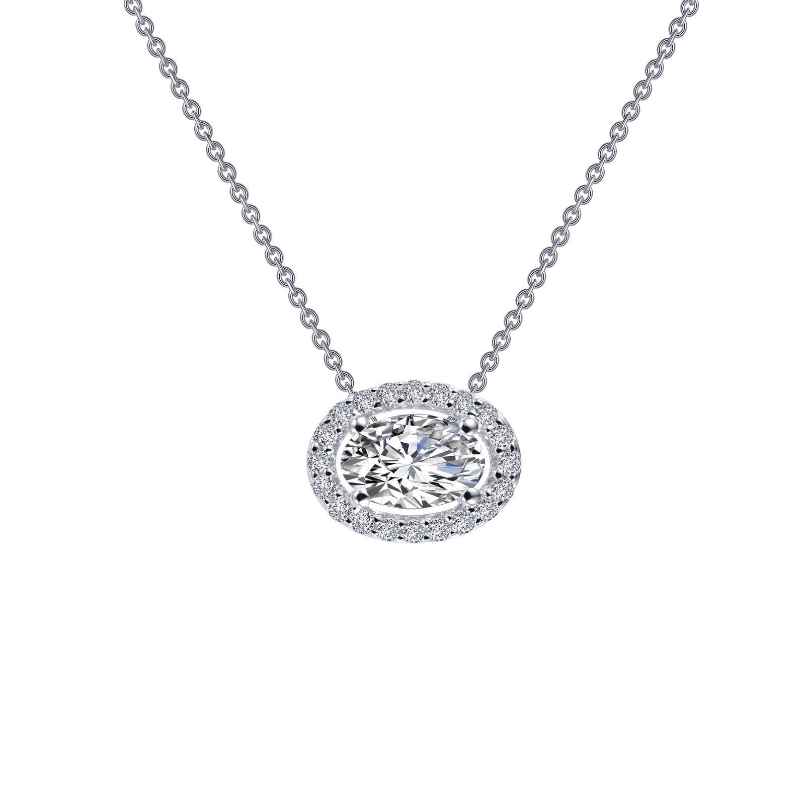 LAFONN 0.63 CTW Oval Halo Necklace N0103CLP18