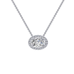 LAFONN 0.63 CTW Oval Halo Necklace N0103CLP18