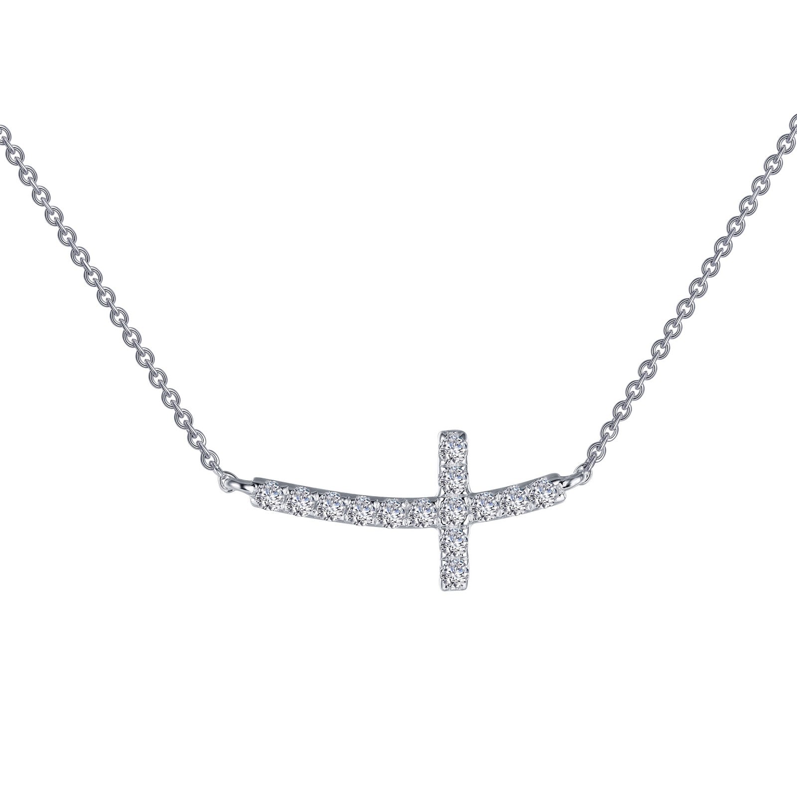 LAFONN Sideways Curved Cross Necklace N0140CLP18