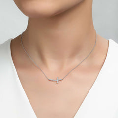 LAFONN Sideways Curved Cross Necklace N0140CLP18