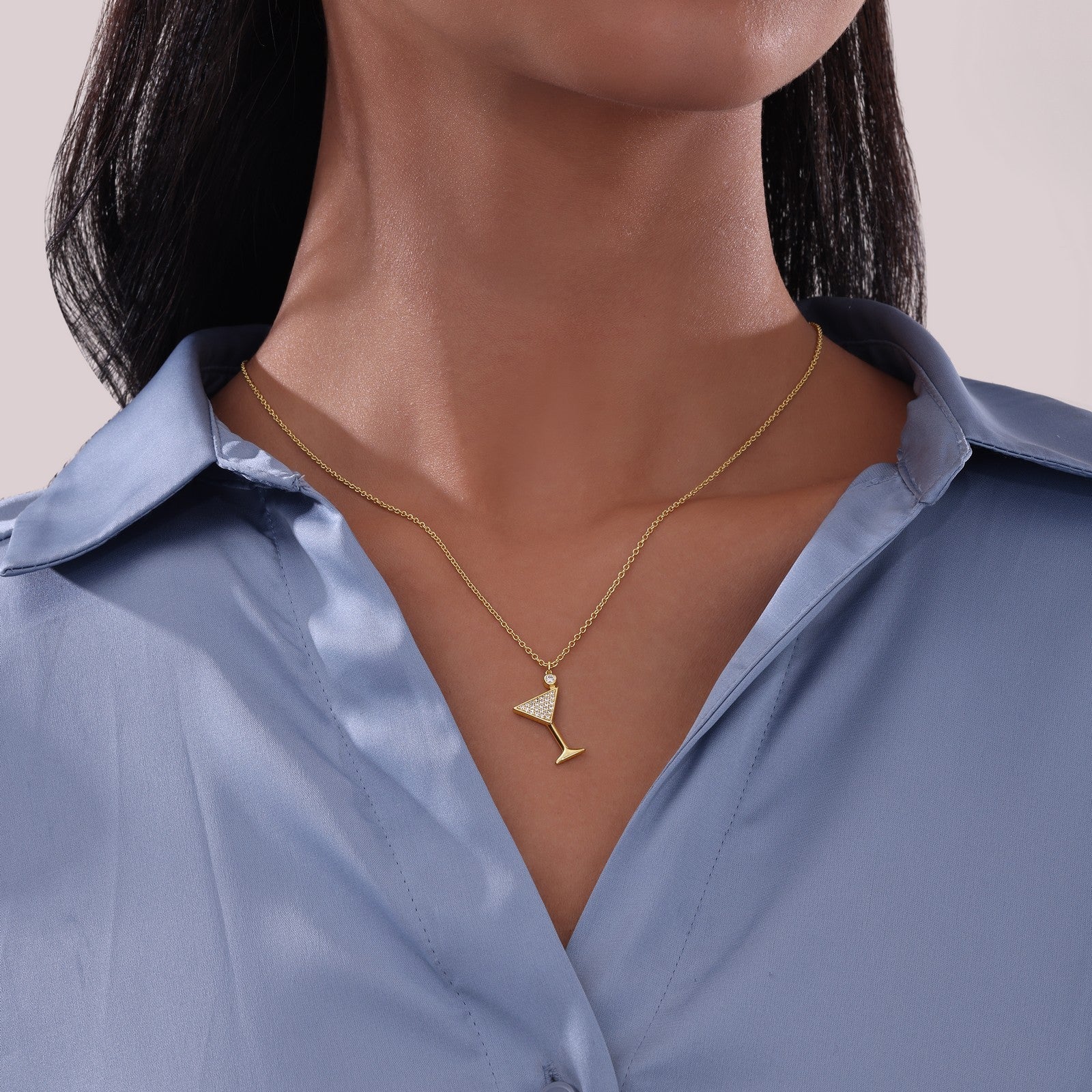 LAFONN Pave Martini Glass Necklace N0332CLP20