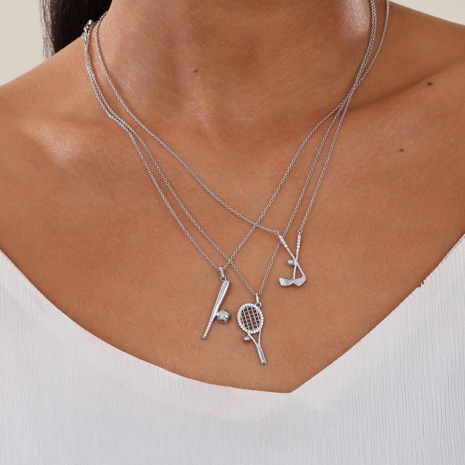 LAFONN Baseball and Bat Necklace N2020CLP20