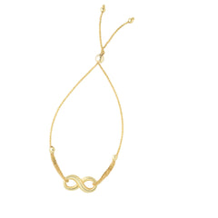 Yellow Gold Diamond Cut/ Textured Adjustable Bolo Bracelet