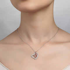 LAFONN Pink Ribbon Heart Pendant Necklace P0159CPP18