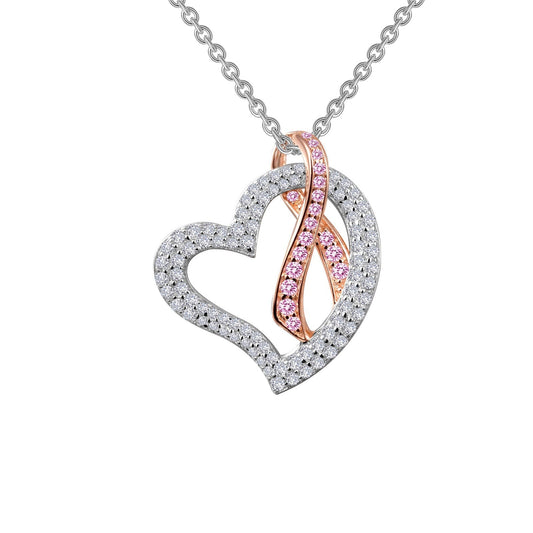 LAFONN Pink Ribbon Heart Pendant Necklace P0159CPP18