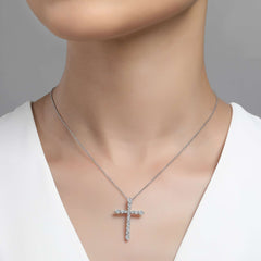LAFONN 1.06 CTW Cross Pendant Necklace P0210CLP18
