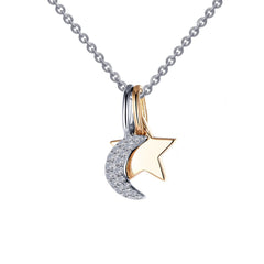 LAFONN Moon & Star Shadow Charm Necklace P0220CLT20