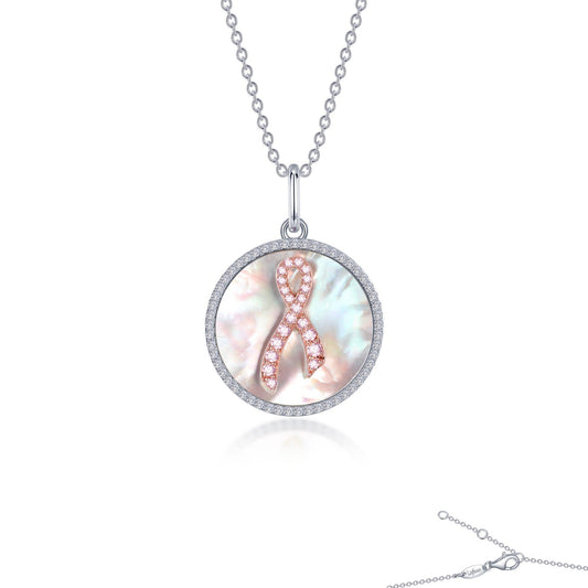 LAFONN Mother of Pearl Pink Ribbon Necklace P0288PLT20