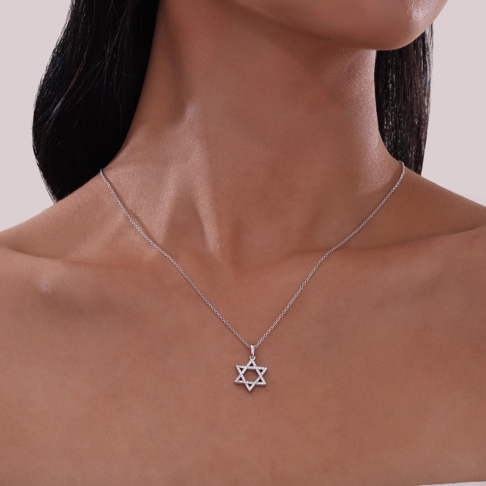 LAFONN 0.54 CTW Star of David Pendant Necklace P0310CLP20