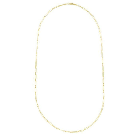 Yellow Gold Polished Alternating Paperclip Link Anklet