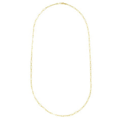 Yellow Gold Polished Alternating Paperclip Link Necklace