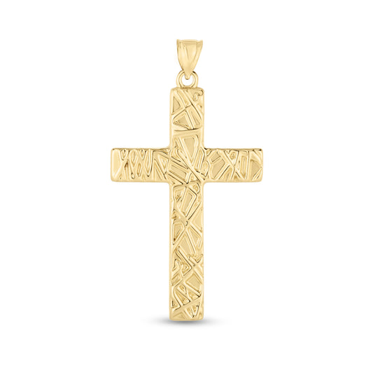 Yellow Gold Diamond Cut/ Textured Crosses Charm