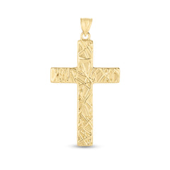 Yellow Gold Diamond Cut/ Textured Crosses Charm