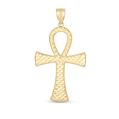 Yellow Gold Diamond Cut/ Textured Crosses Charm