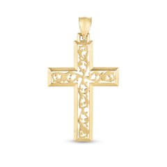 Yellow Gold Diamond Cut/ Textured Crosses Charm