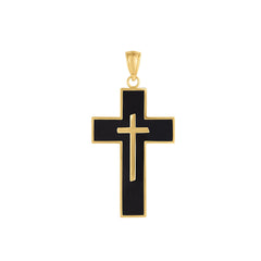 Yellow Gold Enamel Crosses Charm