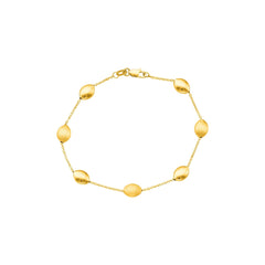 Tri-color Gold Satin/ Matte Pebbles & Bead Fashion Bracelet