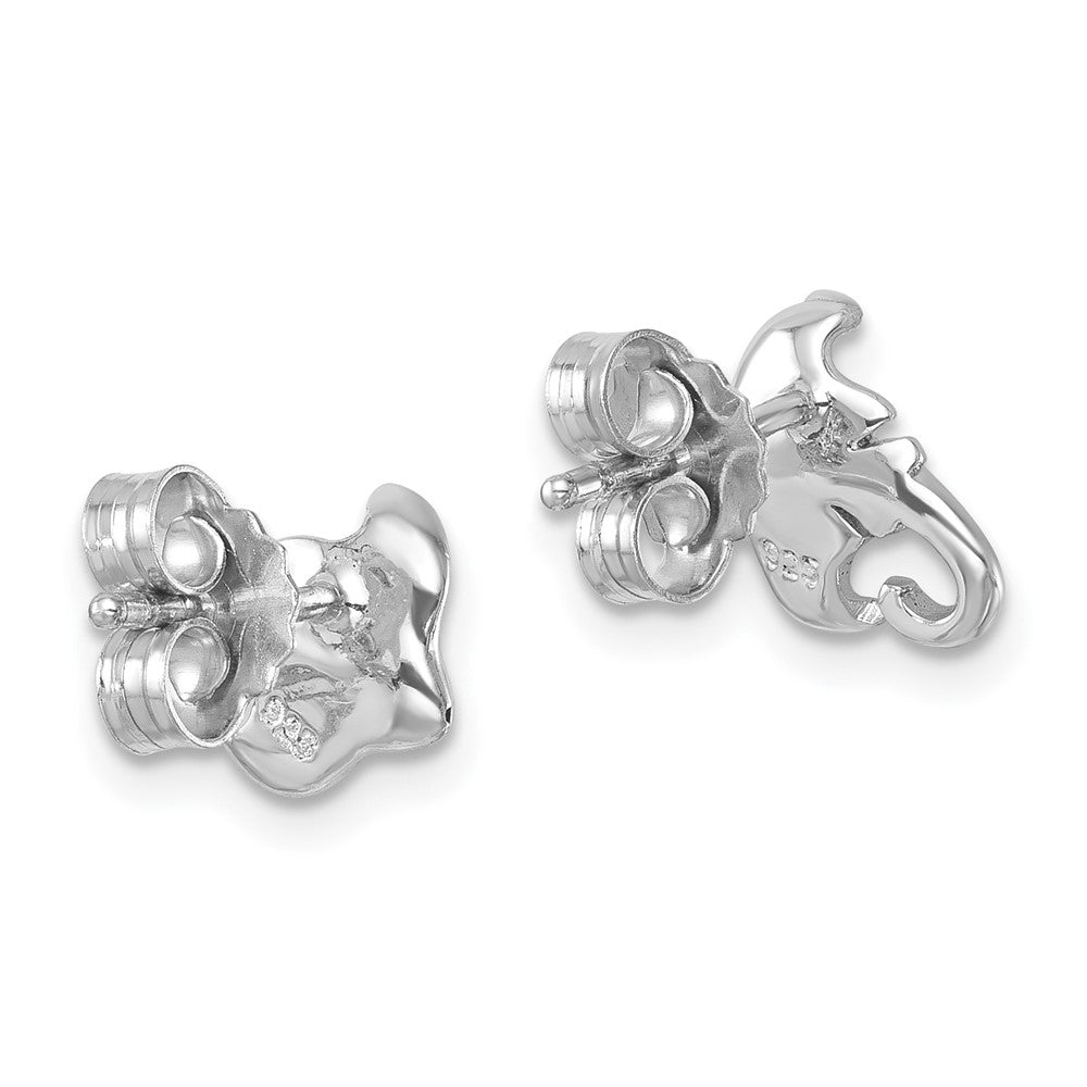 PLE-020 Sterling Silver Rhodium-plated Polished Cownose Stingray Post Earrings