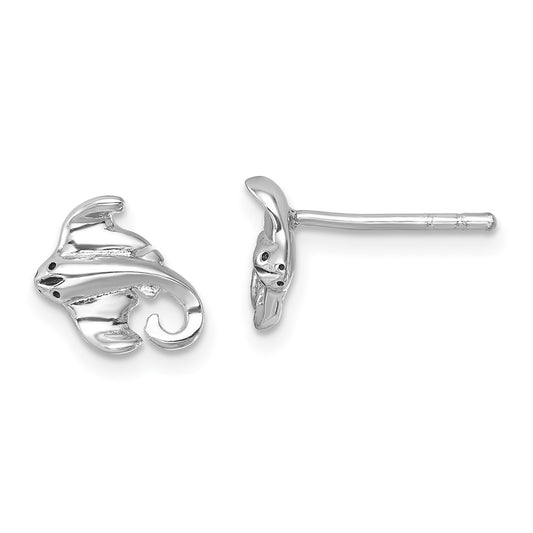 PLE-020 Sterling Silver Rhodium-plated Polished Cownose Stingray Post Earrings