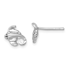 PLE-020 Sterling Silver Rhodium-plated Polished Cownose Stingray Post Earrings