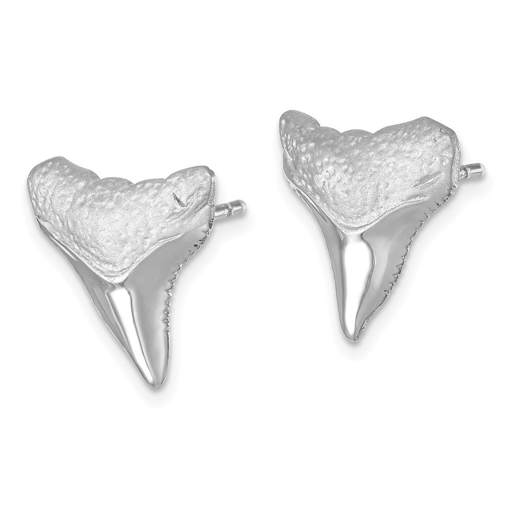 PLE-027 Sterling Silver Rhodium-Plated Polished Bull Shark Post Earrings