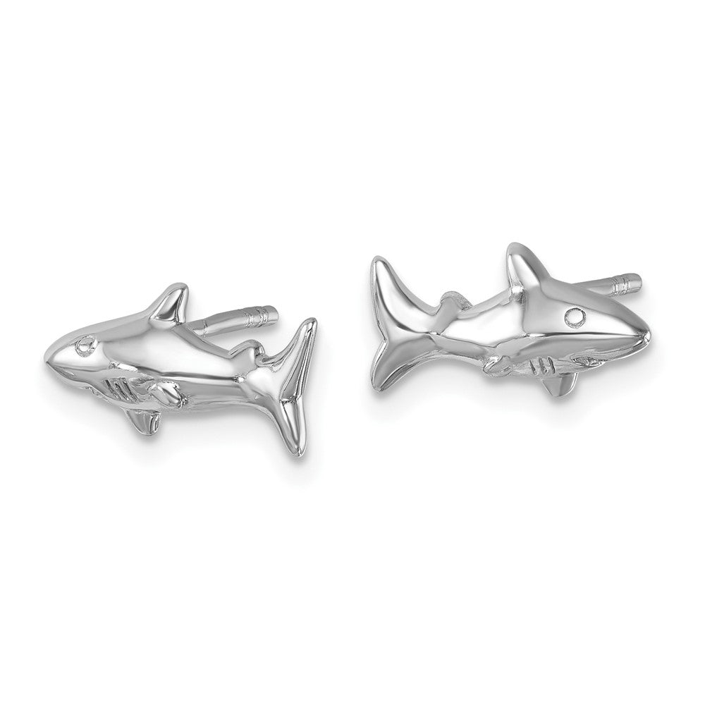 PLE-032 Sterling Silver Rhodium-Plated Polished Shark Post Earrings