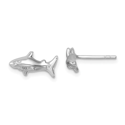 PLE-032 Sterling Silver Rhodium-Plated Polished Shark Post Earrings