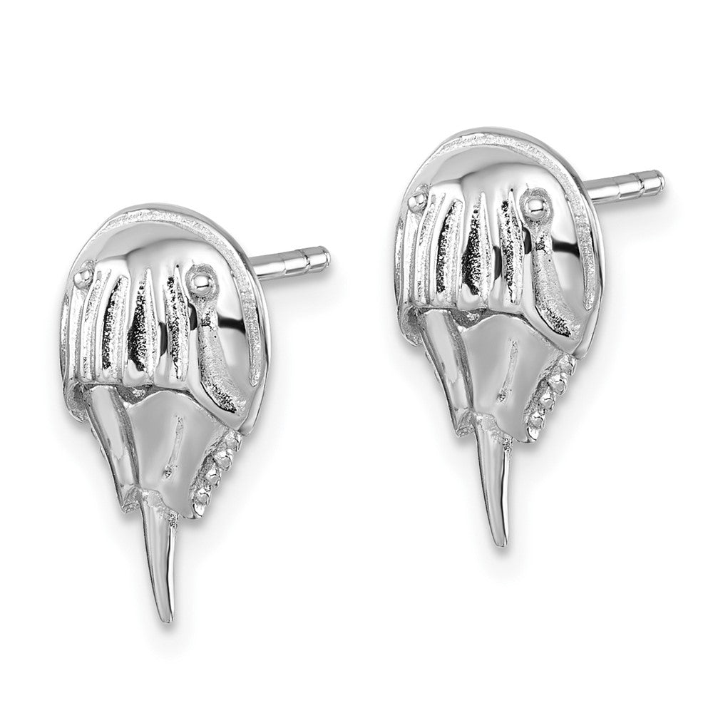 PLE-324 Sterling Silver Rhodium-plated Polished Horseshoe Crab Post Earrings