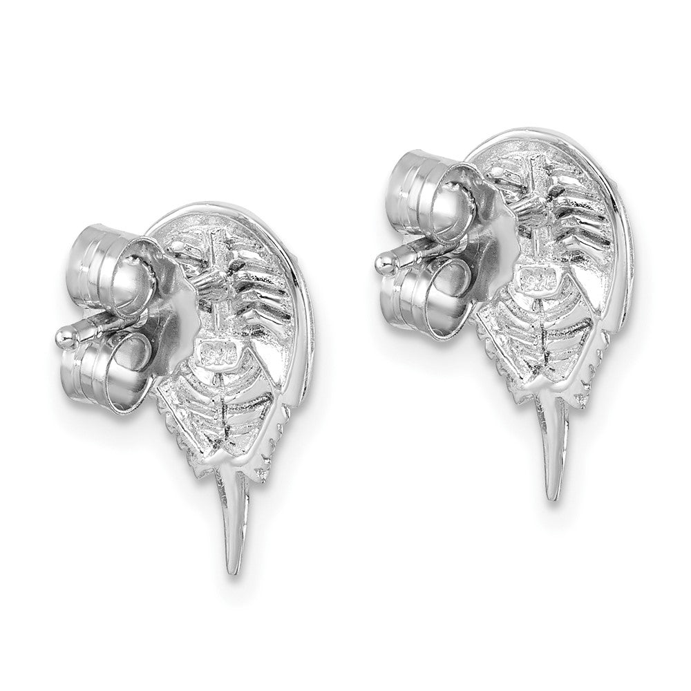 PLE-324 Sterling Silver Rhodium-plated Polished Horseshoe Crab Post Earrings
