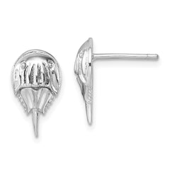 PLE-324 Sterling Silver Rhodium-plated Polished Horseshoe Crab Post Earrings