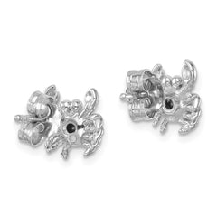 PLE-465 Sterling Silver Rhodium-plated Polished Blue Crystal Crab Post Earrings