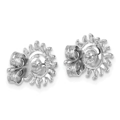 PLE-486 Sterling Silver Rhodium-Plated Polished Blue Crystal Sun Post Earrings