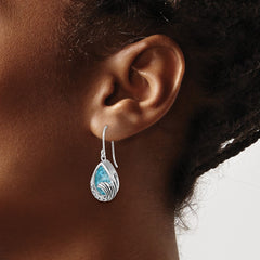 PLE-514 Sterling Silver Rhodium-plated Crystal Mermaid Tail Dangle Earrings