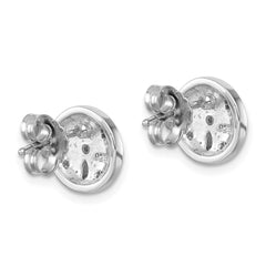 PLE-581 Sterling Silver Rhodium-Plated Textured Crystal Sand Dollar Post Earrings