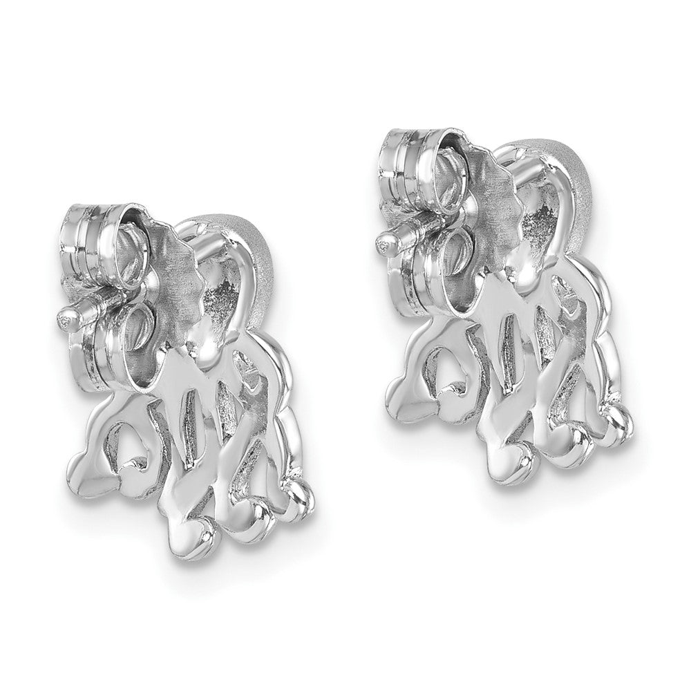 PLE-649 Sterling Silver Rhodium-plated Polished Octopus Post Earrings