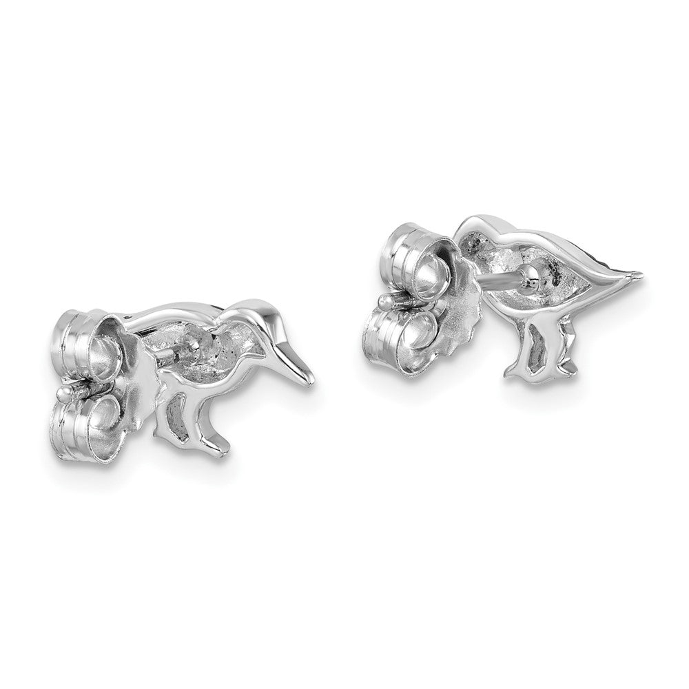 PLE-650 Sterling Silver Rhodium-plated Antiqued Sandpiper Post Earrings