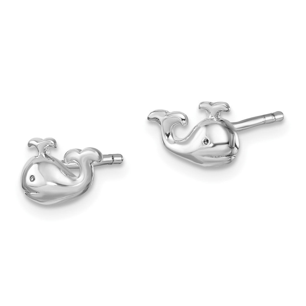 PLE-670 Sterling Silver Rhodium-Plated Polished Whale Post Earrings
