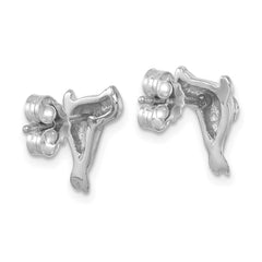 PLE-721 Sterling Silver Rhodium-plated Polished CZ Eye Sea Lion Post Earrings