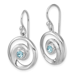 PLE-982 Sterling Silver Rhodium-Plated Polished Crystal Wave Dangle Earrings