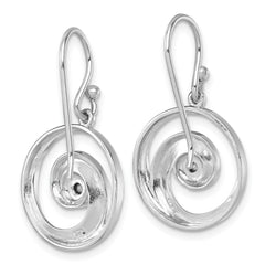 PLE-982 Sterling Silver Rhodium-Plated Polished Crystal Wave Dangle Earrings
