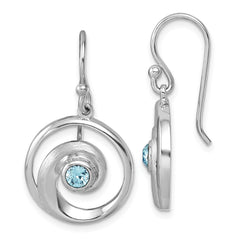 PLE-982 Sterling Silver Rhodium-Plated Polished Crystal Wave Dangle Earrings
