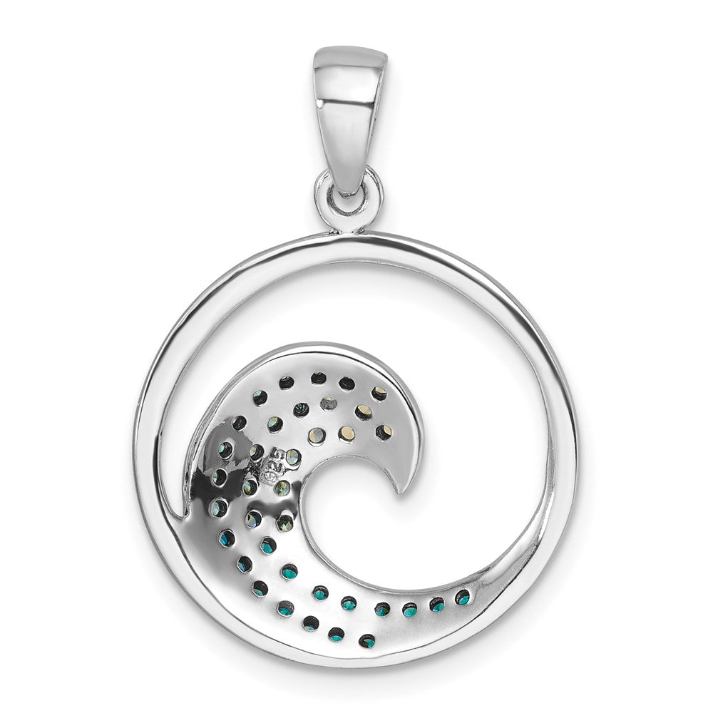 Sterling Silver Rhodium-Plated Polished CZ Wave Pendant PLP-010