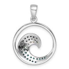 Sterling Silver Rhodium-Plated Polished CZ Wave Pendant PLP-010