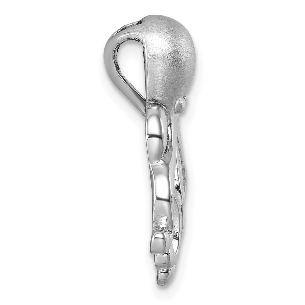 Sterling Silver Rhodium-Plated Polished and Brushed Octopus Pendant PLP-012