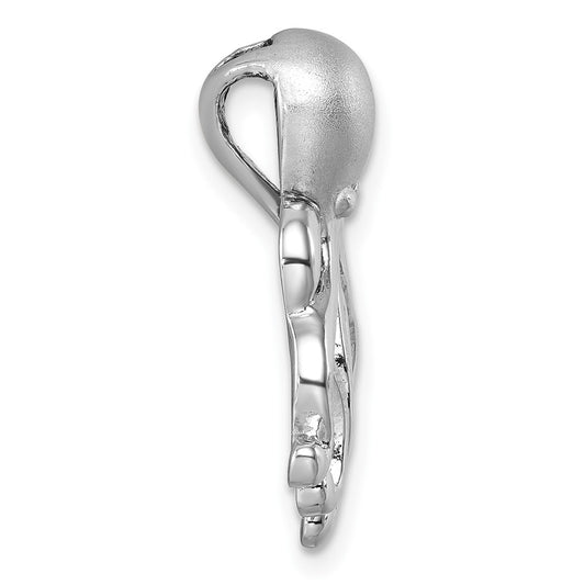 Sterling Silver Rhodium-Plated Polished and Brushed Octopus Pendant PLP-012