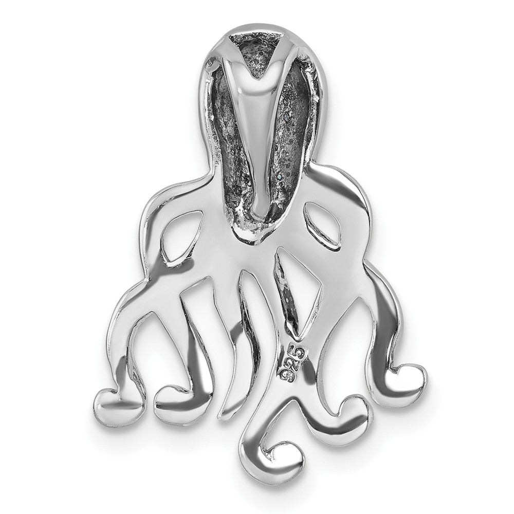 Sterling Silver Rhodium-Plated Polished and Brushed Octopus Pendant PLP-012