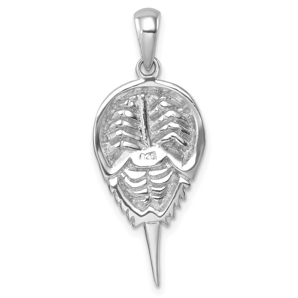Sterling Silver Rhodium-plated Polished Horseshoe Crab Pendant PLP-013
