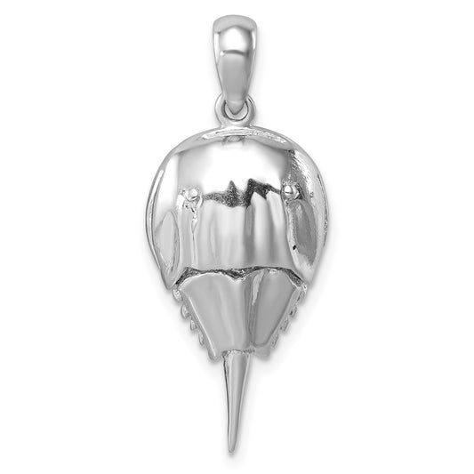 Sterling Silver Rhodium-plated Polished Horseshoe Crab Pendant PLP-013