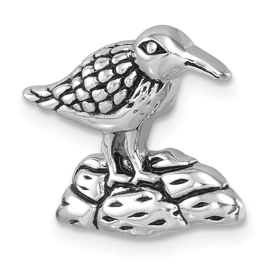 Sterling Silver Rhodium-plated Antiqued Sandpiper Chain Slide PLP-019